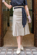 1940s Prim Pleated Skirt - Natural Fibre Ecru - Bright House Vintage