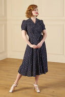 1940s Shirt - Waister Dress Ocean Pearl | House of Foxy - Bright House Vintage