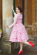 50er Jahre Swingkleid Rosa Floral | Rosy Petal Swing Dress - Bright House Vintage