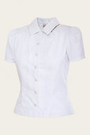 That Same Old Favorite Blouse in White & Navy, Seitenansicht