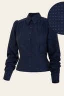 The Spectacular Spearpoint Shirt in Navy Dotted, Detailansicht