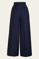 The Palazzo Perfection Pants in Navy Herringbone, Rückansicht