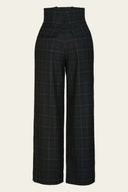 The Miss Fancy Pants Slacks in Bottle Green Plaid, Rückansicht