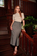 The Art Deco Dream Skirt in Midnight & Ivory, am Model