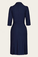 The Boss Lady Dress in Navy Herringbone, Rückansicht
