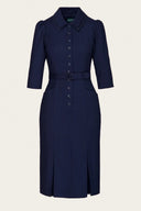 The Boss Lady Dress in Navy Herringbone von Emmy Design