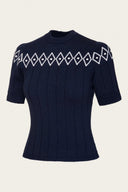 The Darling Diamond Top in Navy Mélange, Seitenansicht