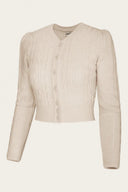 The Ice Skater Cardigan in Antique White Mélange, Seitenansicht