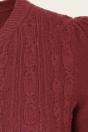 The Ice Skater Cardigan in Rust, Stoffdetail