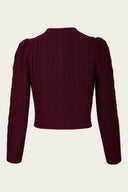 The Ice Skater Cardigan in Black Cherry, Rückansicht