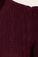 The Ice Skater Cardigan in Black Cherry, Stoffdetail