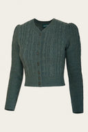 The Ice Skater Cardigan in Sea Green Mélange, Seitenansicht