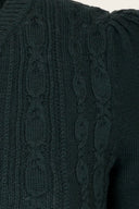 The Ice Skater Cardigan in Dark Bottle Green, Stoffdetail
