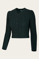 The Ice Skater Cardigan in Dark Bottle Green, Seitenansicht