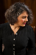 The Ice Skater Cardigan in Black, am Model