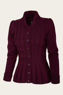 The Screen Siren Cardigan in Black Cherry, Seitenansicht