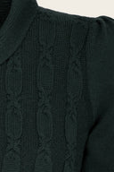 The Screen Siren Cardigan in Dark Bottle Green, Stoffdetail