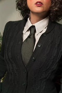 The Screen Siren Cardigan in Dark Bottle Green, am Model