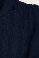 The Screen Siren Cardigan in Navy Mélange, Stoffdetail