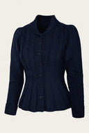 The Screen Siren Cardigan in Navy Mélange, Seitenansicht