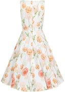 Aria Floral Swing Dress in Weiß | Hearts & Roses | Damenkleid - Bright House Vintage