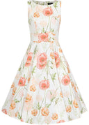 Aria Floral Swing Dress in Weiß | Hearts & Roses | Damenkleid - Bright House Vintage