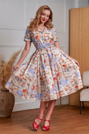 Bella Retro Beach Dress in Cream | Banned Retro - Bright House Vintage
