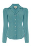 Bluse Gene langärmlig in Teal | Weekend Doll | Damenbluse - Bright House Vintage