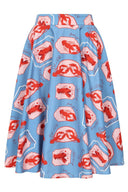 Cary Lobster Love Skirt in Blau | Banned Retro - Bright House Vintage
