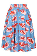 Cary Lobster Love Skirt in Blau | Banned Retro - Bright House Vintage