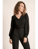 Celia Blouse Tricot Deluxe in Schwarz | Very Cherry | Damenbluse - Bright House Vintage