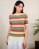 Chevron S/S in Pristine White | Pretty Vacant | Damenpullover - Bright House Vintage