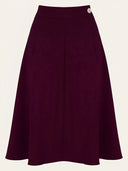 Classic 1940s Style A-Line Skirt in Aubergine – Weekend Doll
