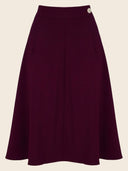 Classic 1940s Style A-Line Skirt in Aubergine – Weekend Doll