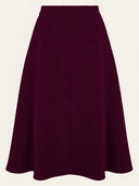 Classic 1940s Style A-Line Skirt in Aubergine, Rückansicht, Weekend Doll