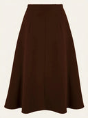 Classic 1940s Style A-Line Skirt in Braun, Rückansicht, Weekend Doll