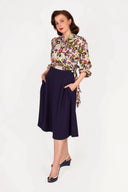 Classic 1940s Style A - Line Skirt in Navy | Weekend Doll - Bright House Vintage