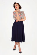 Classic 1940s Style A - Line Skirt in Navy | Weekend Doll - Bright House Vintage