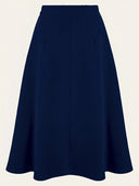 Classic 1940s Style A-Line Skirt in Navy, Rückansicht, Weekend Doll