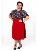 Classic 1940s Style A-Line Skirt in Red | Weekend Doll - Bright House Vintage