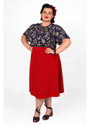 Classic 1940s Style A-Line Skirt in Red | Weekend Doll - Bright House Vintage
