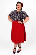 Classic 1940s Style A - Line Skirt in Red | Weekend Doll - Bright House Vintage