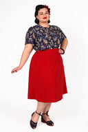 Classic 1940s Style A - Line Skirt in Red | Weekend Doll - Bright House Vintage