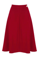 Classic 1940s Style A - Line Skirt in Red | Weekend Doll - Bright House Vintage