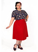 Classic 1940s Style A-Line Skirt in Red | Weekend Doll - Bright House Vintage