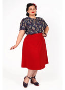 Classic 1940s Style A-Line Skirt in Red | Weekend Doll - Bright House Vintage