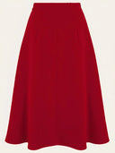 Classic 1940s Style A-Line Skirt in Rot, Rückansicht, Weekend Doll
