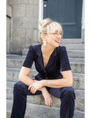 Classic Jumpsuit aus Cord in Navy | Very Cherry | Damenjumpsuit - Bright House Vintage