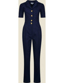 Classic Jumpsuit in Dark Denim - Bright House Vintage