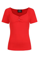 Darcie Top in Rot | Hearts & Roses | Damenshirt - Bright House Vintage